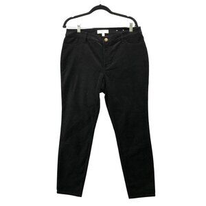 Ellen Tracy Velvet Pants Womens 8 Black Skinny Jeans Mid Rise Stretch Slim